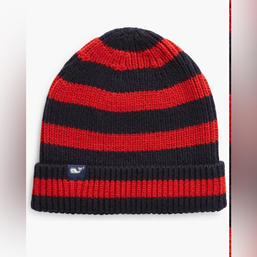 Vineyard Vines Boys Beanie in Blue and Red Stripes